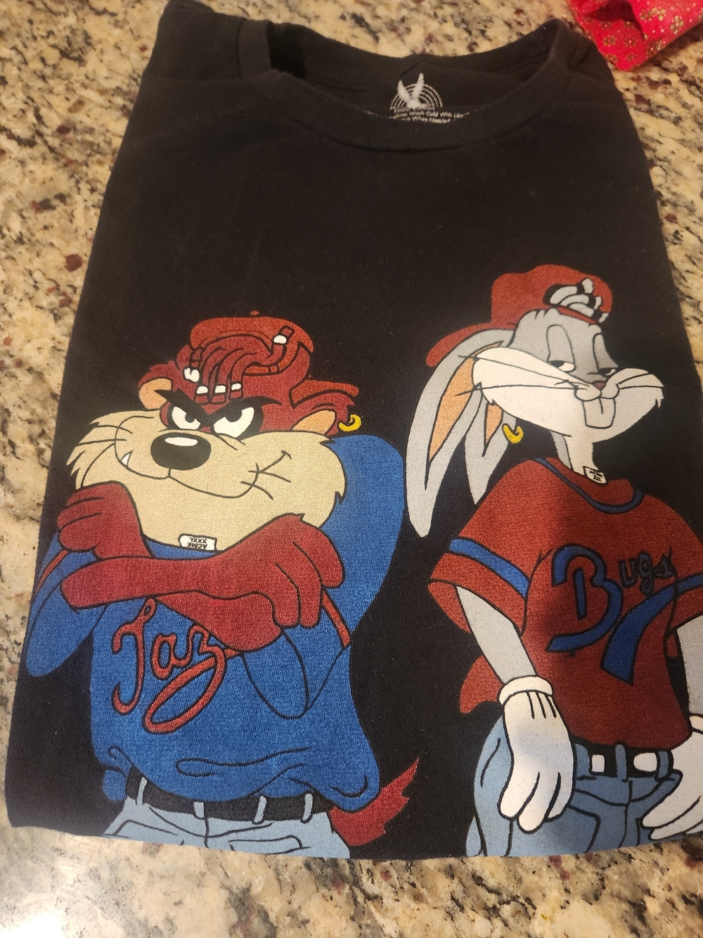 Looney Tunes Taz & Bugs Bunny Graphic Tee - Black with Blue & Red